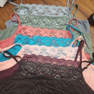 SET OF 7 MAURICES PLUS SIZE CRINKLE LACE CAMIS~ALL SIZE 1X~